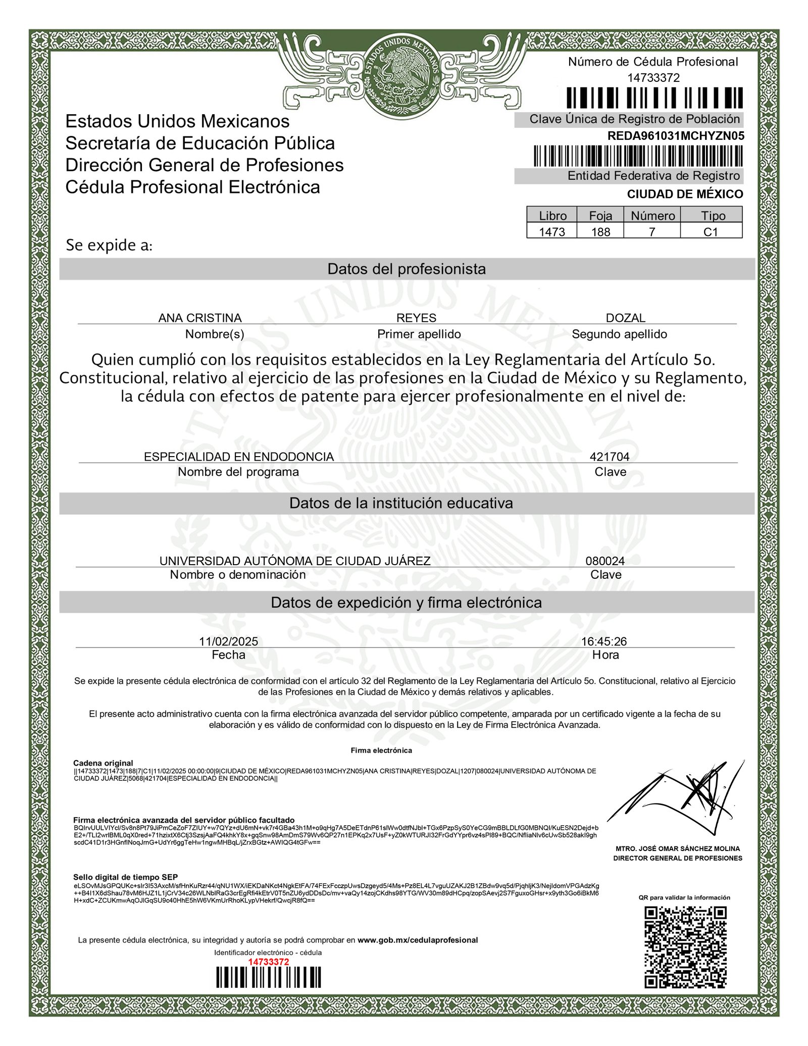Dra. Ana Cristina Reyes Dozal - Ver certificaciones 2