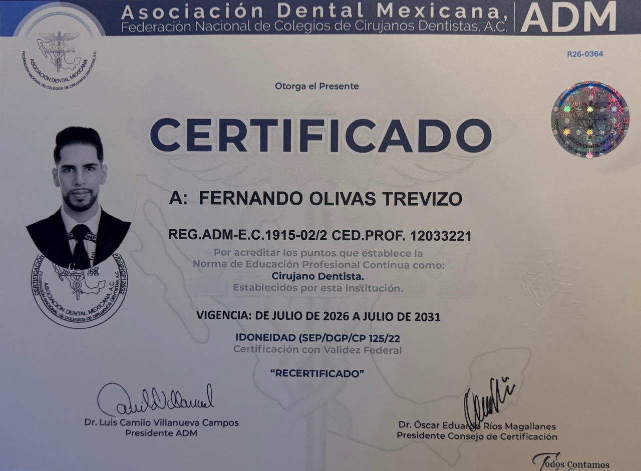 Dr. Fernando Olivas Trevizo - Ver certificaciones 2
