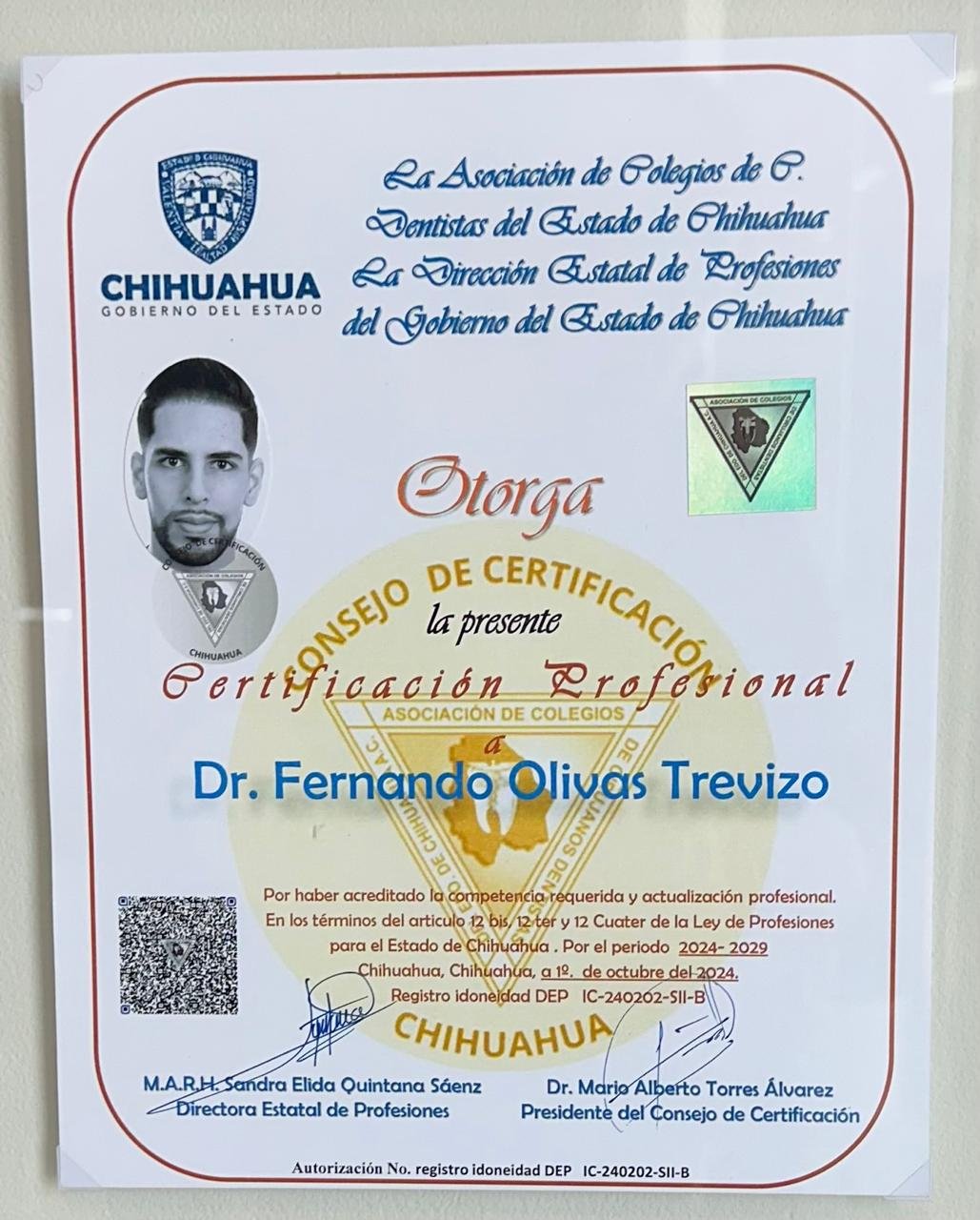 Dr. Fernando Olivas Trevizo - Ver certificaciones 3