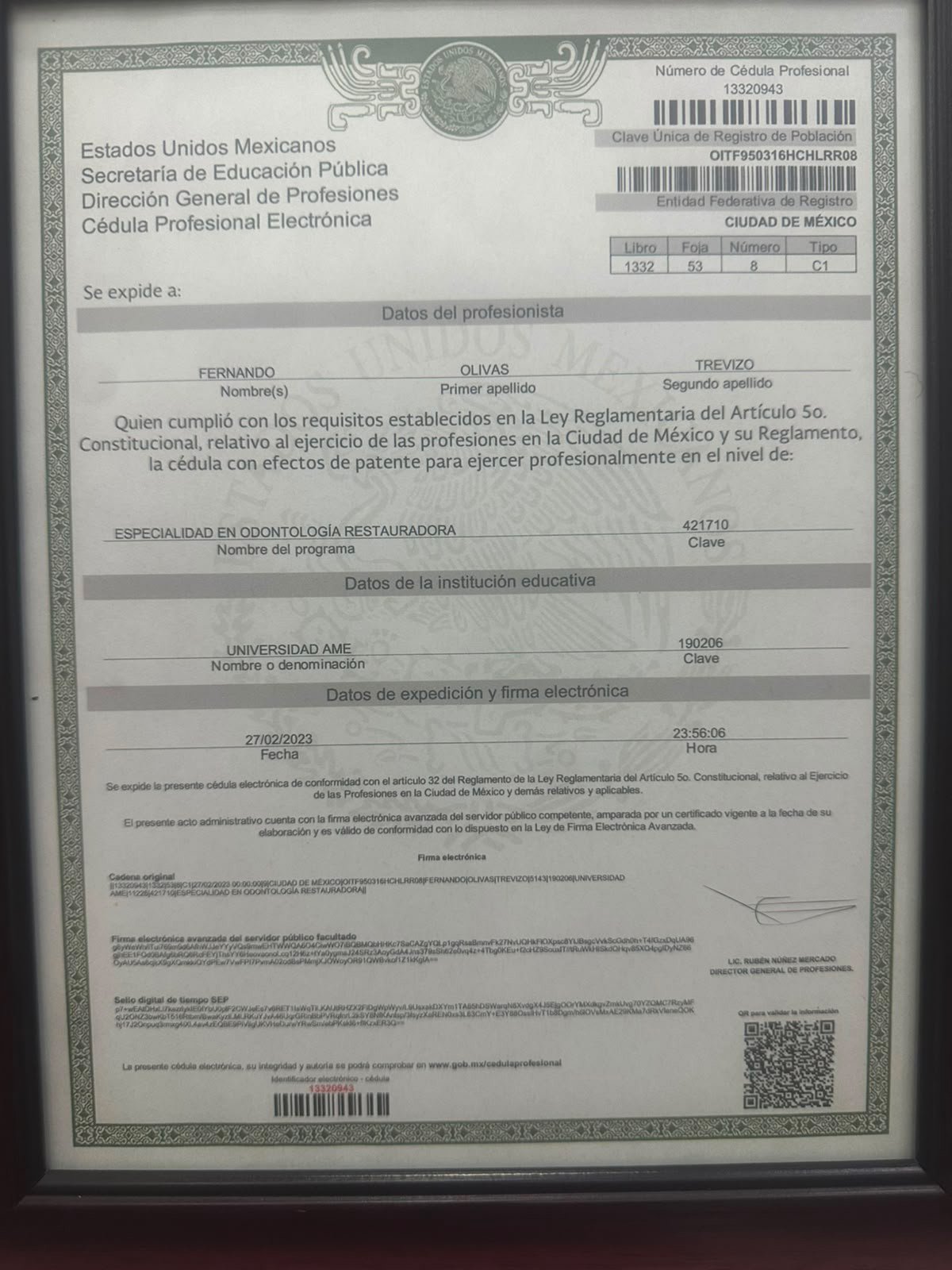 Dr. Fernando Olivas Trevizo - Ver certificaciones 7