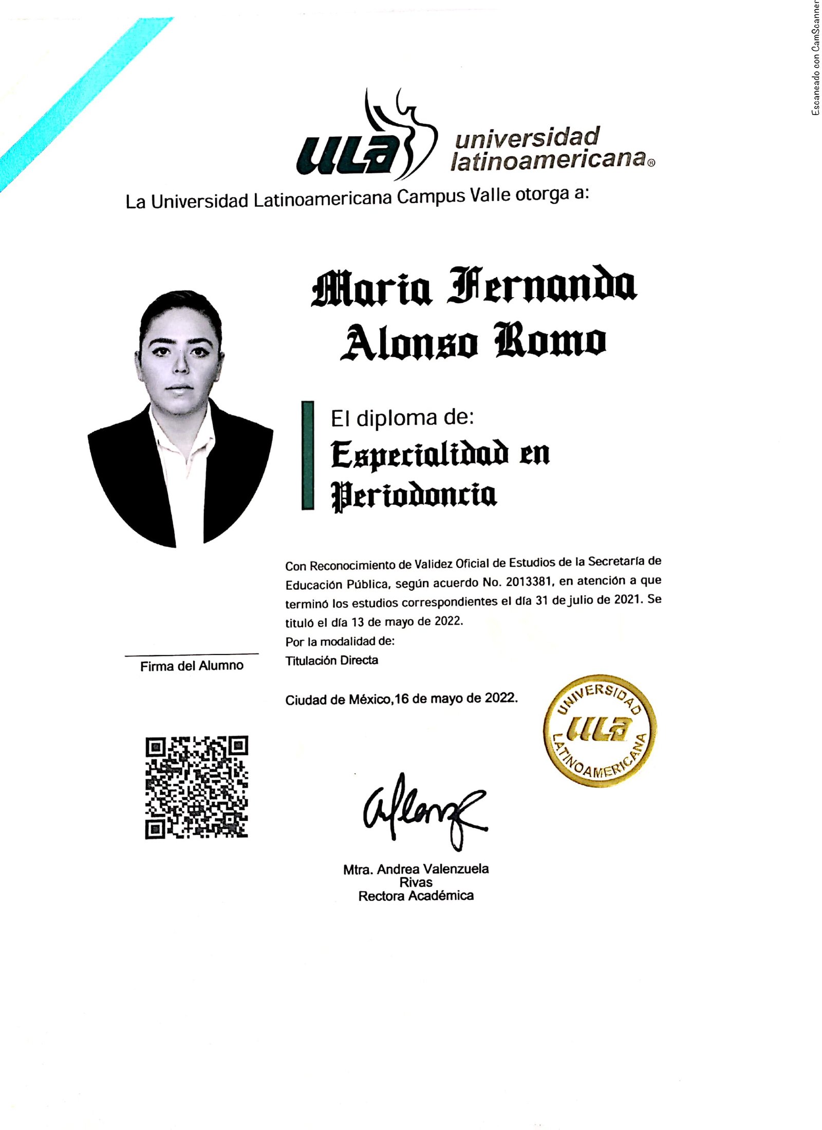 Dra. María Fernanda Alonso Romo - Ver certificaciones 1