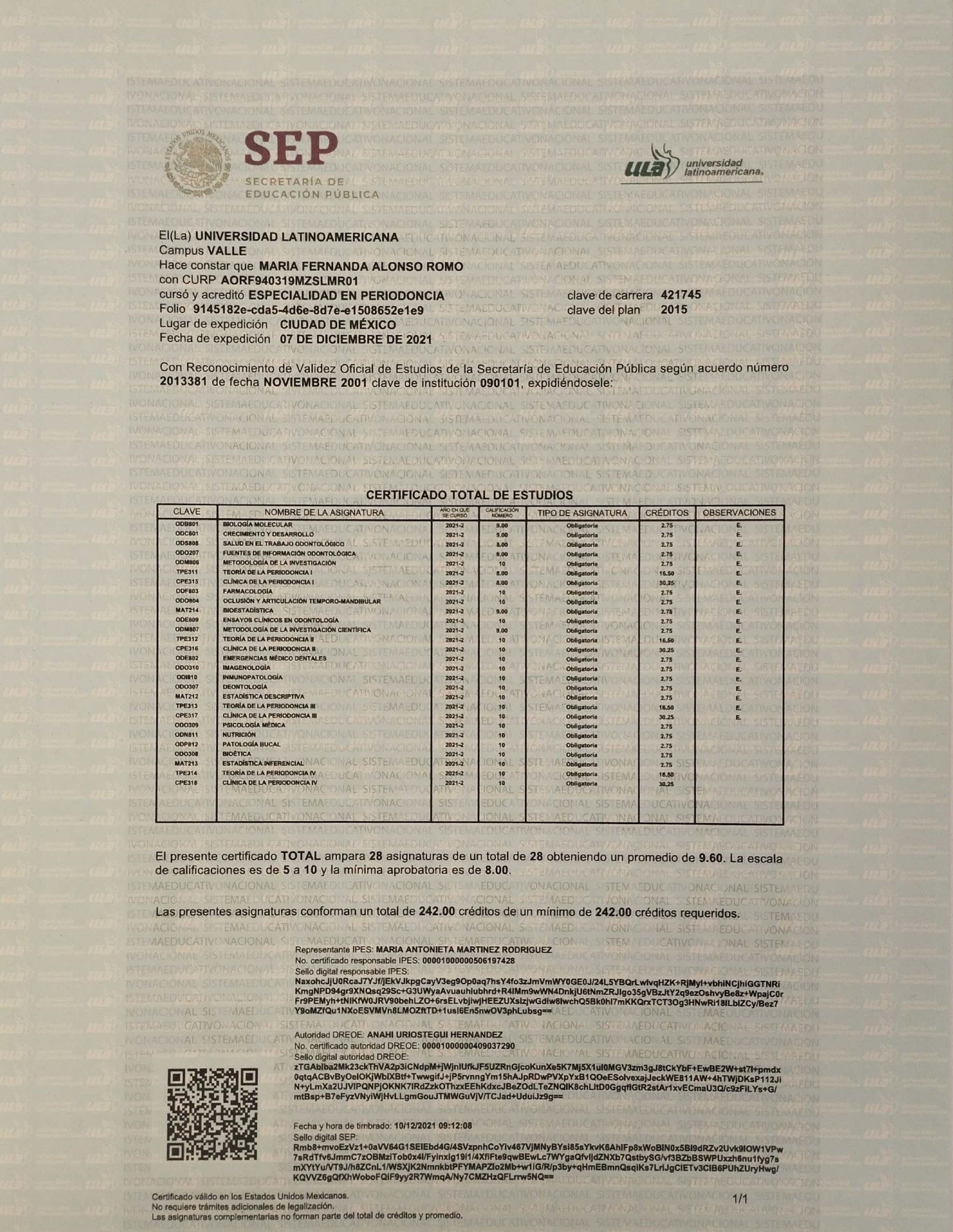 Dra. María Fernanda Alonso Romo - Ver certificaciones 2