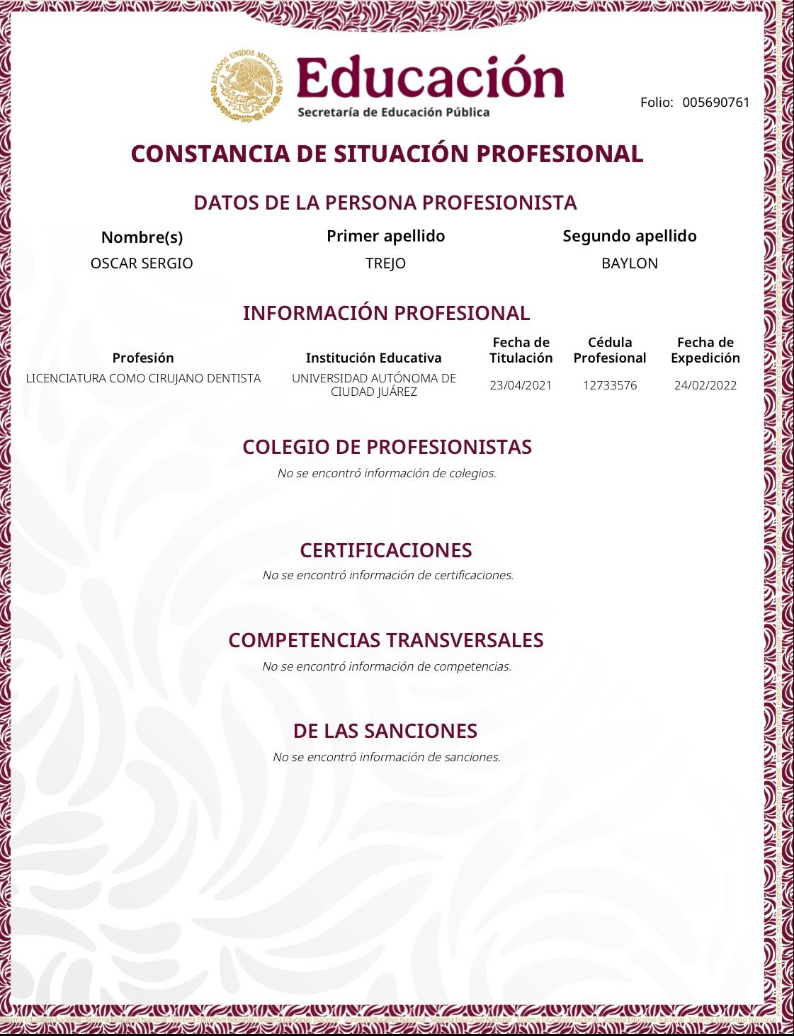 Dr. Oscar Trejo - Ver certificaciones 1