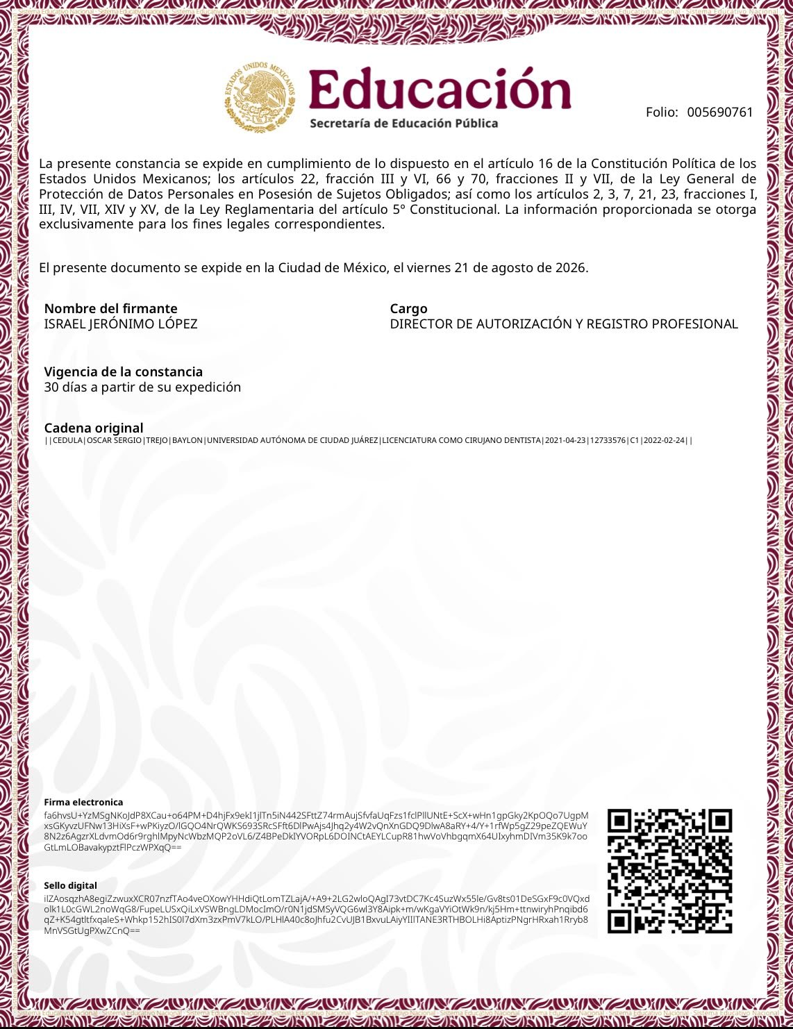 Dr. Oscar Trejo - Ver certificaciones 2